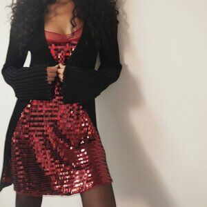 Free People - Disco Fever Mini Slip - Wine Combo - Size M - New with Tags Sequin
